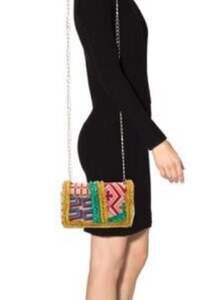 Nanette Lepore Woven Raffia Embroidered Crossbody Bag Clutch boho